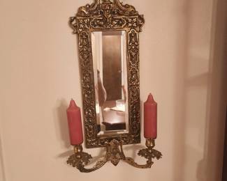 Vintage mirror with candle stands 