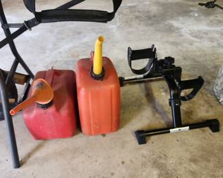 Garage - gas cans & exerciser 