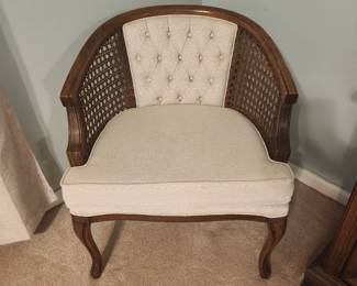 One of two barrel back chairs, very nice condition.