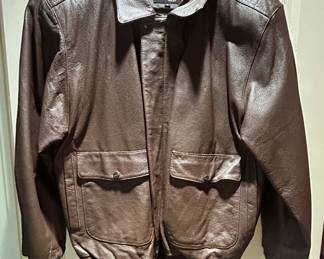 Men's Brown Leather Aviator Jacket (Large)