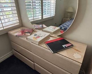 Vintage Dresser with Mirror and Circular Mirror