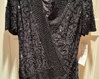 Vintage Black Sequin and Bead Top