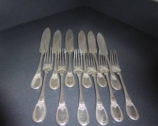 Christofle silverplated fish set "Trianon"