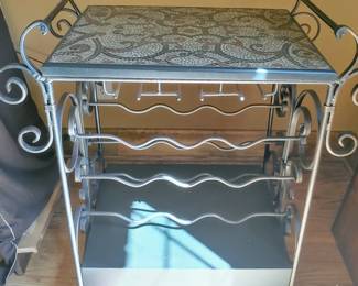 Metal Bar Cart with Mosaic Top 