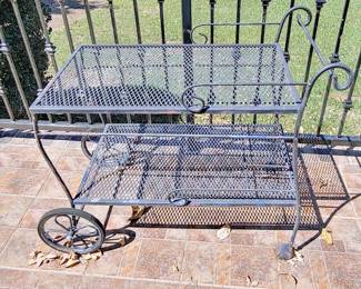 Black Metal Meshed Patio Cart