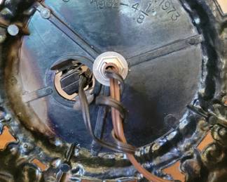 Large Abigail Adams Hurricane Lamp, Vintage Quoizel Lamp, Milk Glass Brown Blue Floral Hurricane Lamp, 14" Milk Glass Shade, GWTW Table Lamp