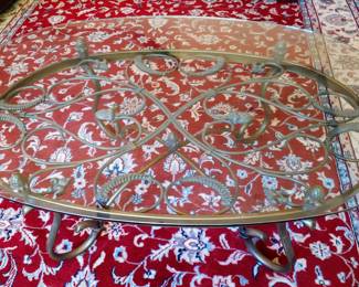 Glass and Brass Coffee Table
