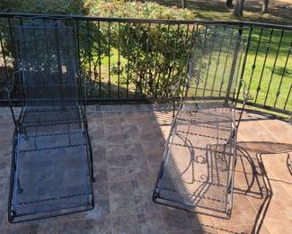 Black Metal Mesh Patio Loungers
