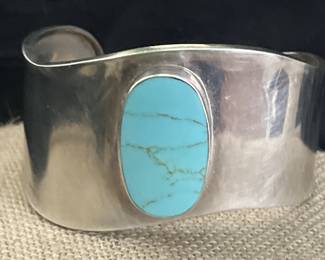 Sterling Silver and Turquoise Cuff Bracelet 34g