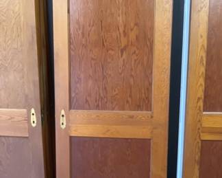 Ant. 1920s Solid Pine Recessed Panel Interior Door