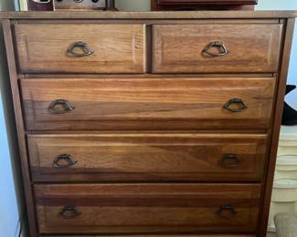 Brandt Ranch Vintage 1970 Oak TallBoy Dresser chest of drawers