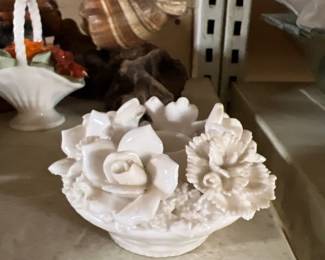 Lenwile Ardalt Japan Porcelain White Floral Rose taper candle holders 