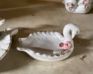 vintage lefton china swan trinket dish 