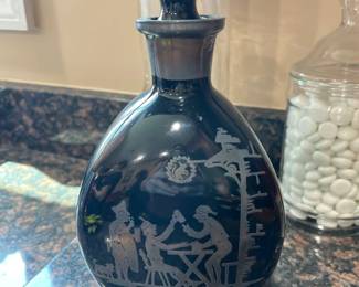 Art Deco Scotch Pinch Decanter with silver overlay 