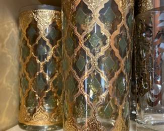 CULVER Highball Glasses 22K Gold Leaf 