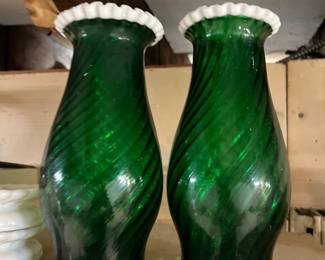 Green Hand Made Transparent Vase 
