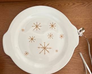 Royal China Star Glow Pattern Tab Handled Cake Plate Platter 1950s 