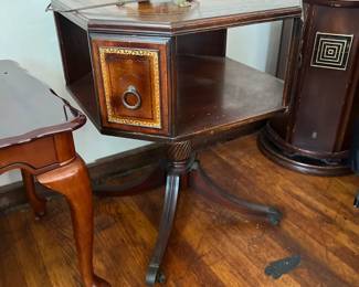 mid century leather top barrister side table 