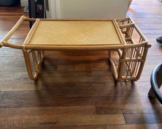 vintage rattan bamboo laptop table breakfast in bed serving tray 