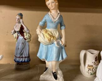 vintage numbered ceramic PEASANT GIRL Carrying Wheat Statue Figurine Japan 