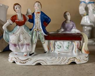 japan porcelain figurine woman man dancing lady playing piano 