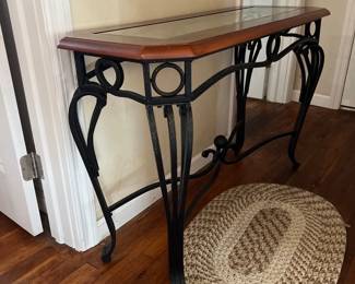 Traditional Style Sofa/Console Table Cherry Wood / Glass / Iron/