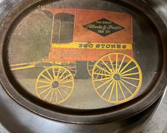 vintage the great atlantic & pacific tea company tin tray cart wagon 