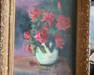 oil on canvas - stillife roses 