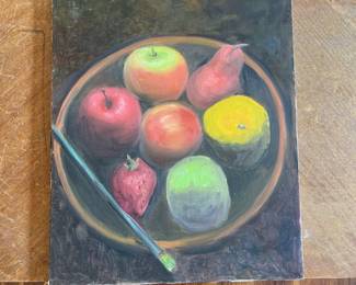 oil on canvas - stillife fruit in bowl 