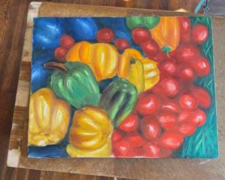 acrylic on canvas  stillife vegetables 