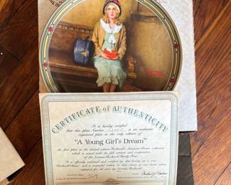 Normal Rockwell Collectors Plate "A Young Girls Dream" with COA 