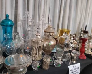 TONS OF DECORATOR GLASSWARE & CANDLE STICKS