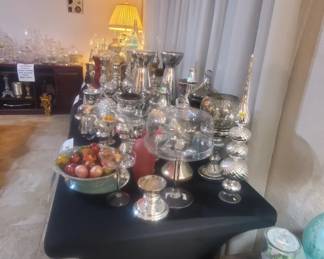 TONS OF DECORATOR GLASSWARE & CANDLE STICKS