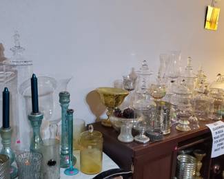 TONS OF DECORATOR GLASSWARE & CANDLE STICKS