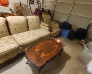 ANTIQUE COUCH AND CHAIR.  