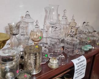 TONS OF DECORATOR GLASSWARE & CANDLE STICKS