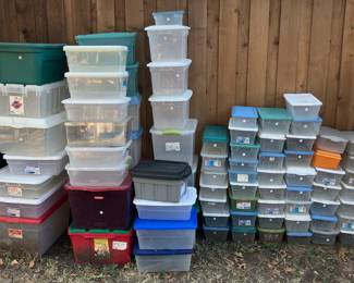 Totes and shoe boxes 