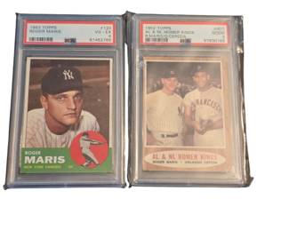 1963 Topps #120 Roger Maris Graded 4 and 1962 Topps AL and NL Homer Kings R. Maris and Orlando Cepeda Graded 2