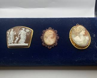 Antique cameos with gold frame