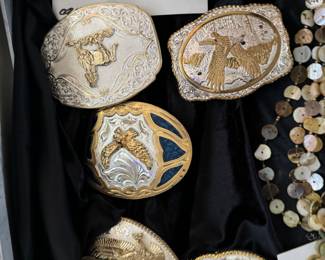Western Belt buckles including sterling and gold one