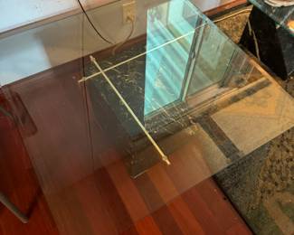 Glass top marble table