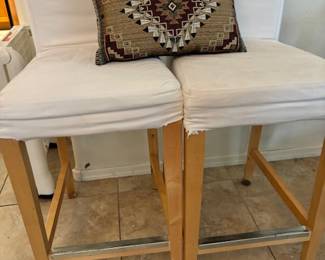 Pair of high bar chairs with washable covers 