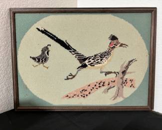 Needlepoint roadrunner art 