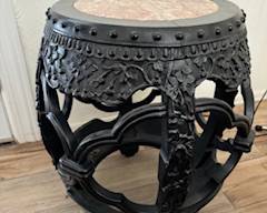 Marble & carved wood table 