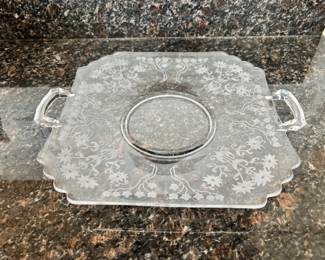 Small floral etched platter 