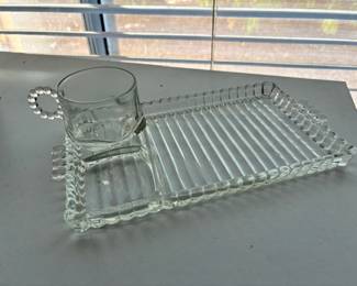 Glass snack tray with mug