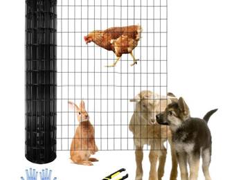 Tongmo 2 ft x 100 ft Black PVC Coated Welded Wire Fence, 16GA Garden Chicken Wire Fence Roll