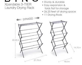 Bino 3-Tier Collapsible Drying Rack, Silver