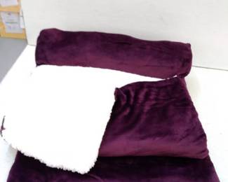 Fuzzy Plush Sleeping Bag Blanket With Pillow, Dark Purple