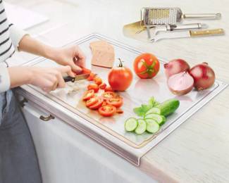 Gracenal Acrylic Large Cutting Board with Juice Groove, 24x18 Inch